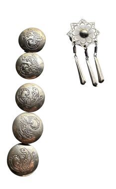 VTG Sterling Silver Southwestern Lizard Gecko Button Covers Set of 5 bonus Star